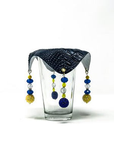deep, navy blue drink cover with crocodile skin texture